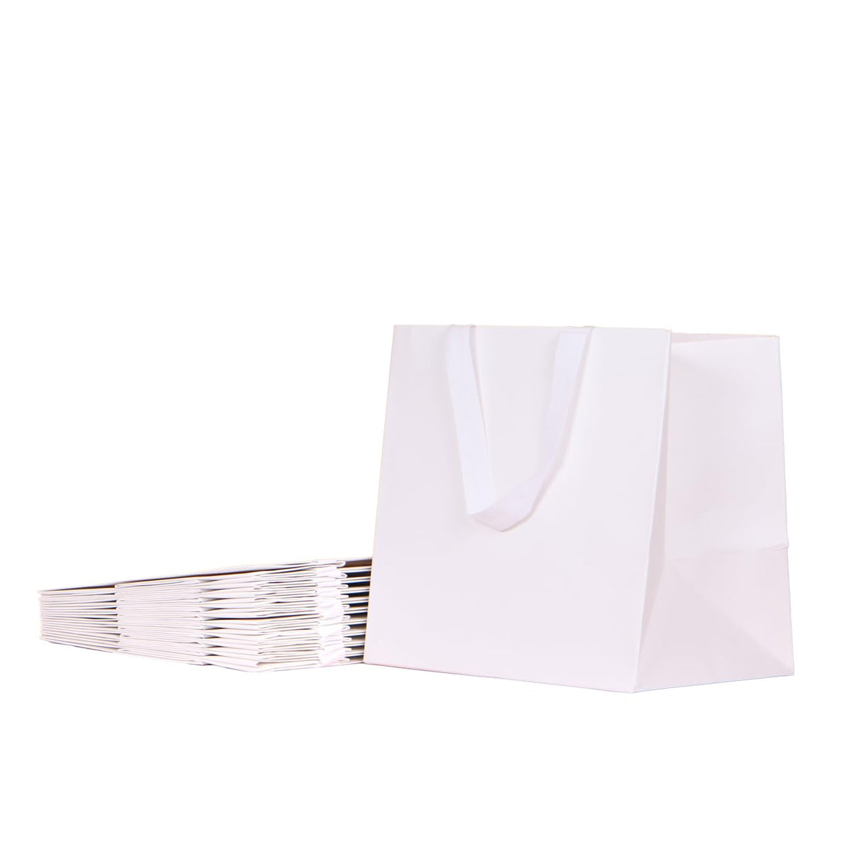 PAPERIST 10pcs 11.8x9x11.8 (8) Square Large Size, White Wide-bottom Gift Bags, Sturdy Durable Paper Bags for Flower Lunc