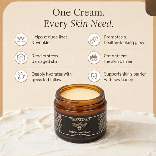 Terra Lotus - Organic Grass-Fed Beef Tallow Balm with Raw Honey - Product Imagery