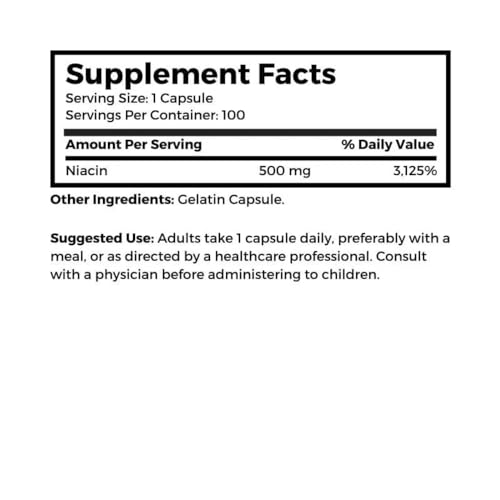 Dr Clark Store Niacin (Vitamin B3) Supplement – 500mg, 100 - Product Imagery
