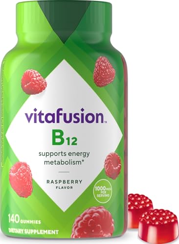 Vitafusion Vitamin B12 1000 mcg | 140 Gummies | Yummy Raspberry - Product Imagery