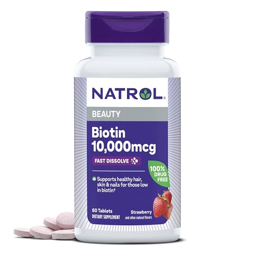 Natrol Biotin 10000mcg, 4X Faster Dissolve Supplement for - Product Imagery