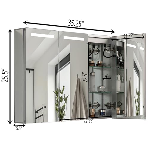 Basicwise 3-Door Versatile Bathroom Medicine Cabinet with - Product Imagery