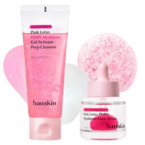Hanskin PDRN Pink Skincare Routine Set - Gel-to-Foam Cleanser + Glow Serum