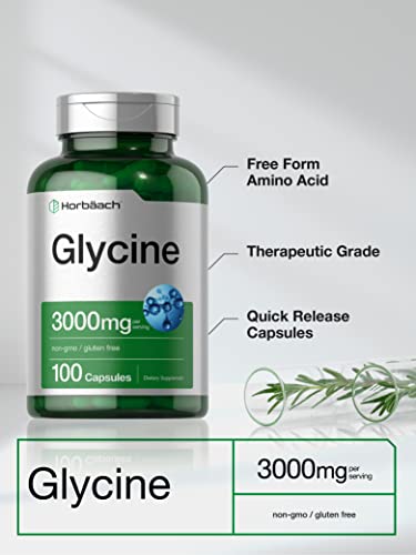 Horbäach Glycine 3000mg Supplement | 100 Powder Capsules - Product Imagery