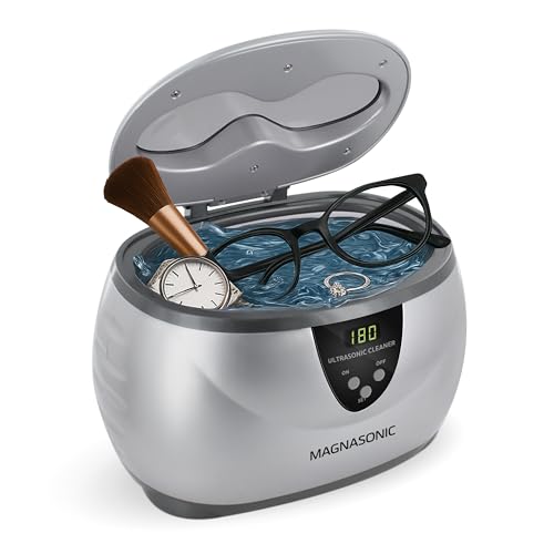 Magnasonic Ultrasonic Cleaner - 20oz Stainless Steel Tank, Digital Timer, 5 Cleaning Modes, Ultrasonic Jewelry Cleaner f
