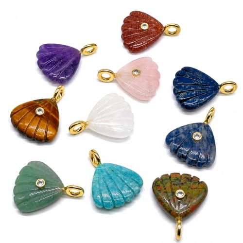 Natural Healing Crystal Carved Shell Stone Pendant Zircon - Product Imagery