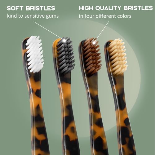Isshah Plant-Based Cellulose Acetate Toothbrushes - 8 Pack - - Product Imagery