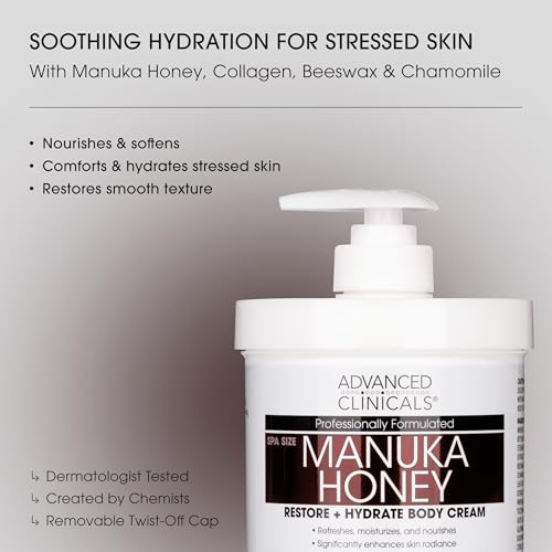 Advanced Clinicals Manuka Honey Body Cream For Women & Men | - Product Imagery