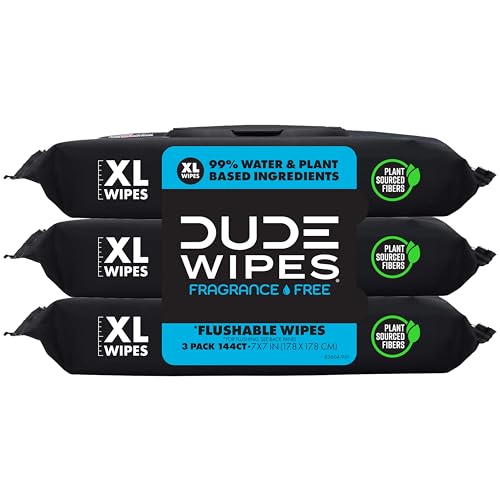 DUDE Wipes Unscented Adult Flushable Wet Wipes, Sensitive Skin, - Product Imagery