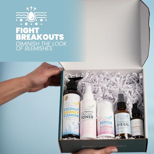 Eva Naturals 5-in-1 Rejuvenating Skincare Set, Cleanser, Toner & - Product Imagery