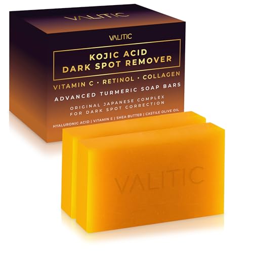 VALITIC Kojic Acid Dark Spot Remover Soap Bars, Turmeric Bar - Product Imagery