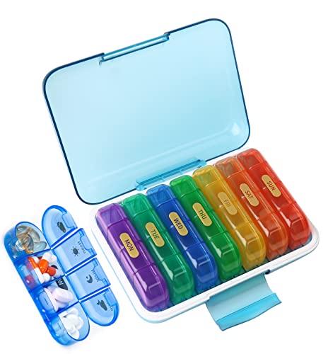 MURRI&MURRDI Pill Organizer 4 Times a Day, Daily Pill Box Large - Product Imagery
