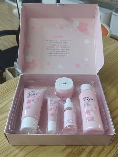 Sakura Skincare Kit for Teenage Girls Women, 5Pcs Skin Care - Product Imagery