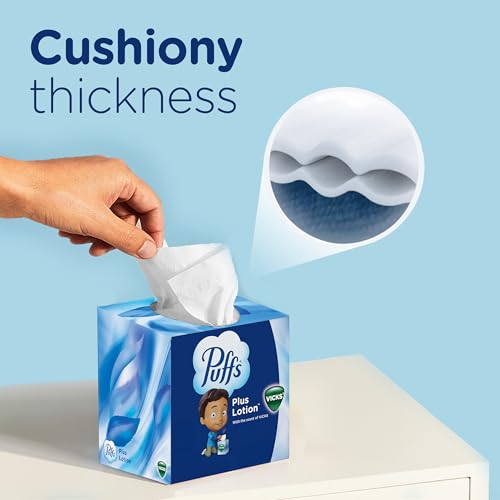 Puffs Plus Lotion with Vicks Facial Tissues, 4 Cubes, 48 Tissues - Product Imagery
