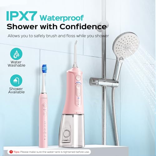 COSLUS C51C30 Water Flosser Electric Toothbrush Combo, 2-1 Oral - Product Imagery