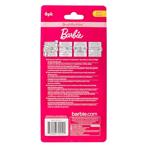 Brush Buddies 6 Pack Barbie Toothbrushes for Kids, Children's - Product Imagery