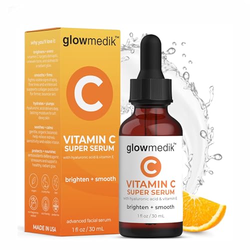 Glowmedik Vitamin C Serum for Face with Hyaluronic Acid, Illuminating Dark Spot Corrector for Acne Scars, Dark Spot, Agi