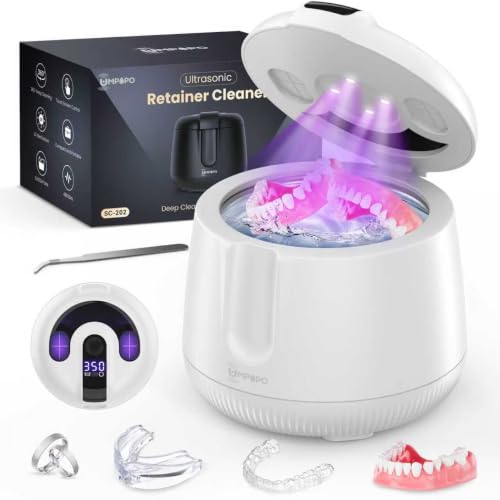 UMPOPO Ultrasonic Retainer Cleaner Machine 48kHz, Dental Ultrasonic Care Cleaner