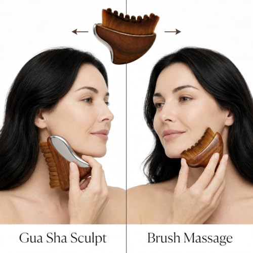 Lymphatic Contour Face Brush & Integrated Gua Sha Tool – - Product Imagery