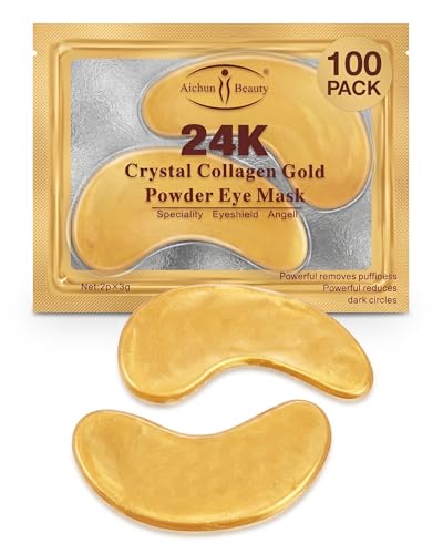 AICHUN BEAUTY 24K Gold Collagen Eye Mask Patches 100 Pack – Natural, Fresh, 1 Count (Pack of 100)