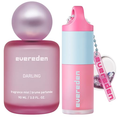 Evereden Darling Hair & Body Fragrance Mist + Tinted Lip Oil Set, Teens – Dye Free, Gluten Free, Paraben Free, Darling +