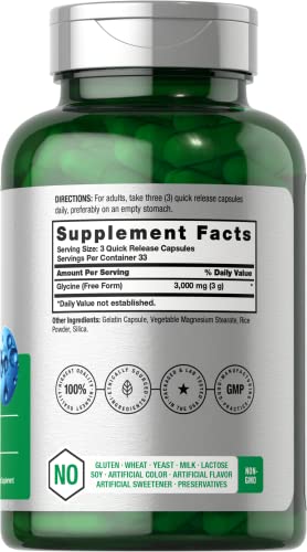 Horbäach Glycine 3000mg Supplement | 100 Powder Capsules - Product Imagery