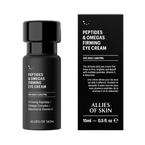 Allies of Skin Peptides Firming Eye Cream | Under Eye Moisturizer for Dark Circles & Puffiness | Bakuchiol, Ceramides an