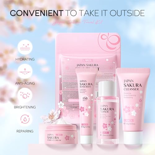 Sakura Travel Skincare Set for Teenage Girls - Face Routine Set - Product Imagery