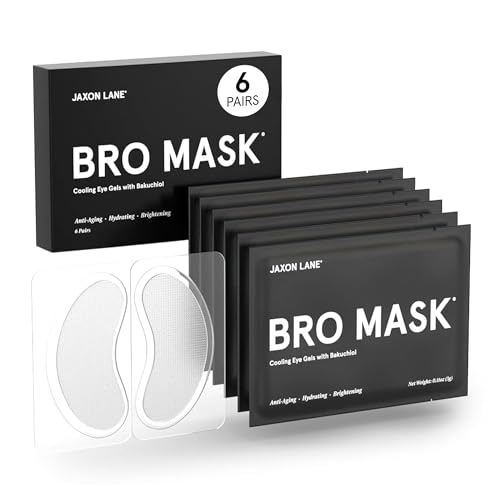 JAXON LANE Bro Mask Under Eye Patches for Men for Dark Circles, 1 x 6 Pairs – Plant Based, Cucumber, Green Tea, 6 Count 