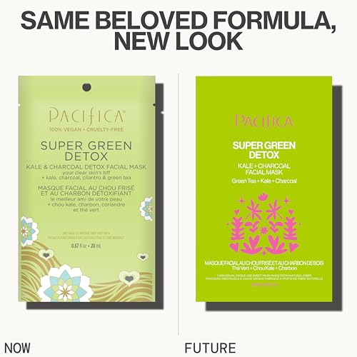Pacifica Super Green Detox Sheet Mask – Charcoal, Kale & Clay - Product Imagery