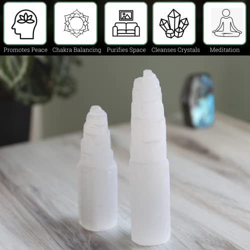 Wish Well Extra Large Selenite Tower, 8” Selenite Crystal Tower - Product Imagery