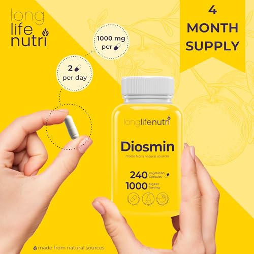 Diosmin 1000mg Advanced Formula - 240 Capsules for Circulatory - Product Imagery