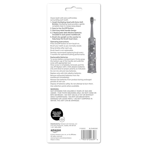 Amazon Basics Kids Electric Toothbrush, Battery Powered, Soft - Product Imagery