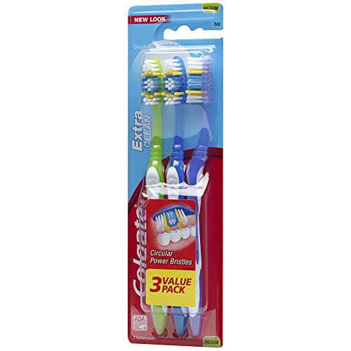 Colgate Extra Clean Full Head Toothbrush, Medium - 3 Count (Pack - Product Imagery