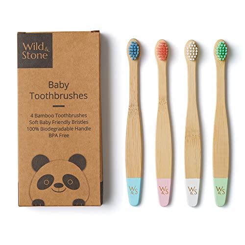 Wild & Stone Organic Baby Bamboo Toothbrushes | 4 Pack | Soft - Product Imagery