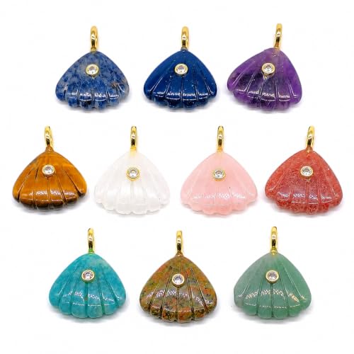 Natural Healing Crystal Carved Shell Stone Pendant Zircon - Product Imagery