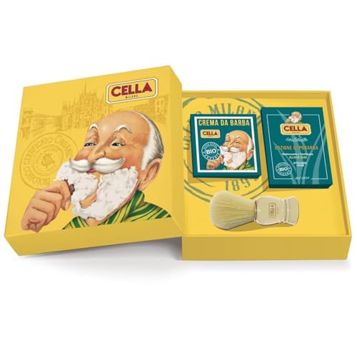 Cella, Luxury Organic Gift Set, Included Cella’s Organic Aloe Vera Shave Cream, After Shave Lotion & Boar Bristle Shave 