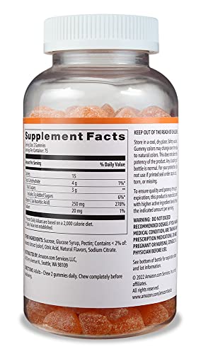 Amazon Basics Vitamin C Gummies, Sour Orange Flavor, 250 mg, 150 - Product Imagery