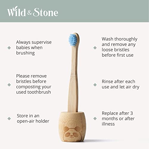 Wild & Stone Organic Baby Bamboo Toothbrushes | 4 Pack | Soft - Product Imagery