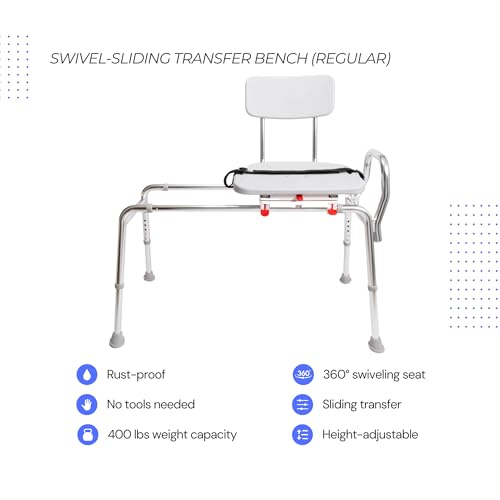 Tub Transfer Bench with Swivel Seat, for Elderly & Disabled, - Product Imagery