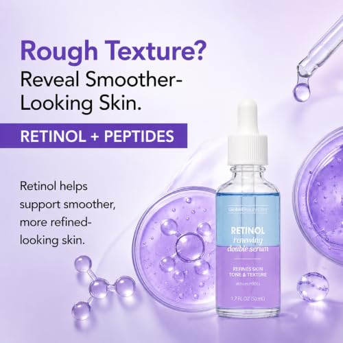 Global Beauty Care Retinol Double Serum – Renewing Facial Serum - Product Imagery