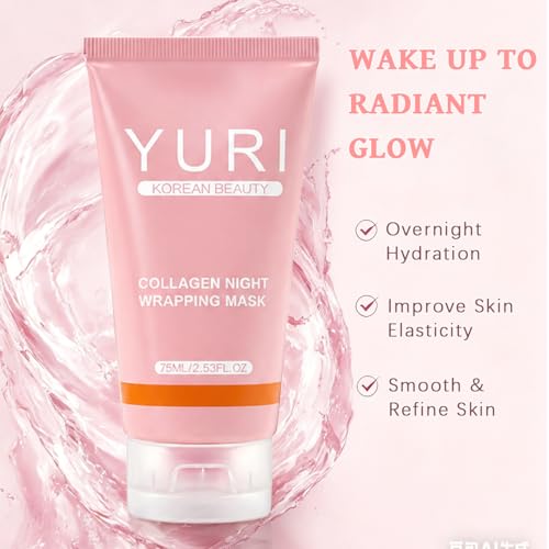 YURI Collagen Mask, Collagen Night Wrapping Mask 1PCS, Peel Off - Product Imagery