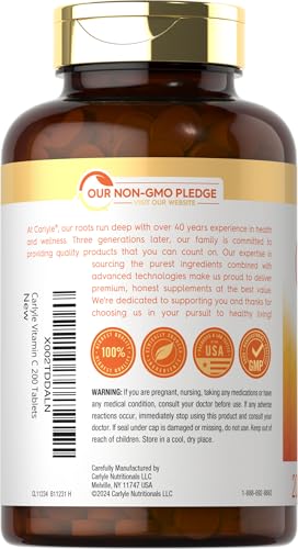 Carlyle Vitamin C 500mg | with Rose Hips | 200 Tablets - Product Imagery