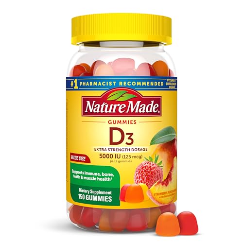 Nature Made Vitamin D3 5000 IU per Serving, 150 Vitamin D Gummies - Product Imagery