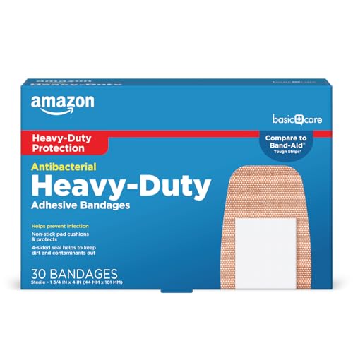 Amazon Basic Care Heavy Fabric Adhesive Bandages, Strong - Product Imagery