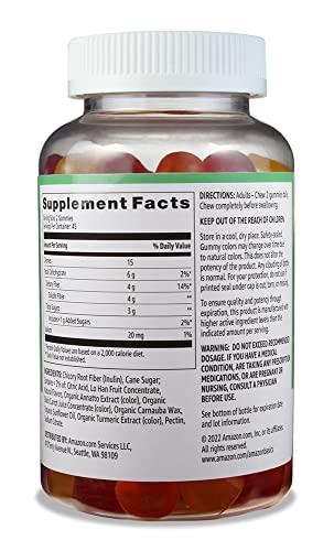 Amazon Basics Soft Fiber Gummies for Digestive Health and - Product Imagery