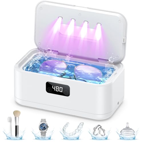 COBEEK Ultrasonic Jewelry Cleaner, 50Khz Denture Cleaner Ultrasonic Machine for Jewelry, Glasses, Rings, Watch Strap, De