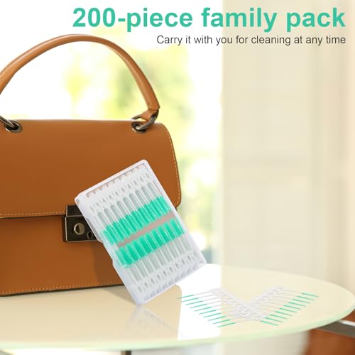 Dental Floss Picks, 200 Count, Soft Rubber Brush Head, - Product Imagery