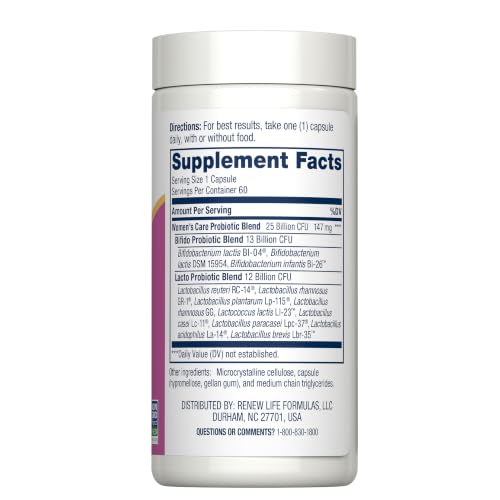 Renew Life Women's Care Probiotic 25 Billion CFU - Product Imagery