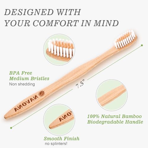 30 PCS Bamboo Toothbrushes Pack, Natural & Eco-Friendly Wooden - Product Imagery